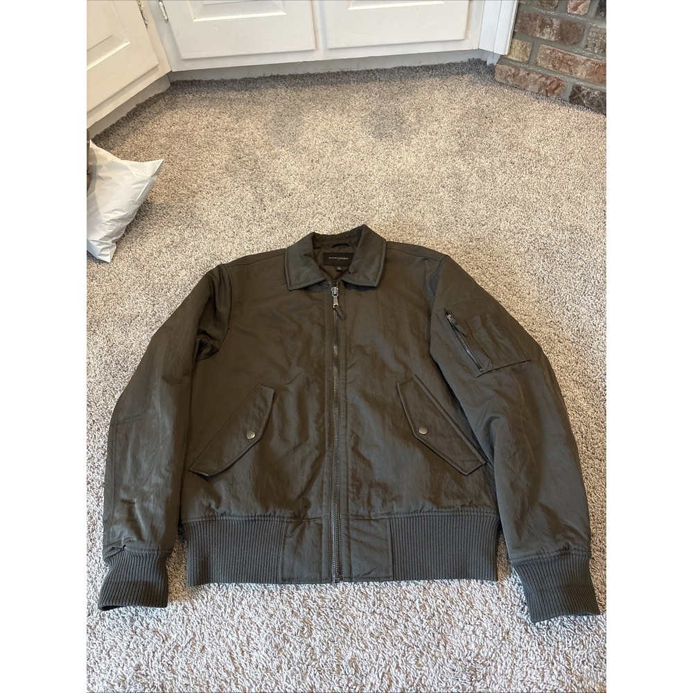 Banana Republic Jacket Men Medium MA-1 Style Bomber Olive Green Military Flight